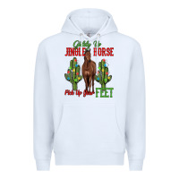 White giddy up jingle horse pick up your feet Premium Hoodie - MaliasSmallBusiness