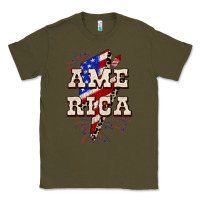 Army Green America 4th of July Classic Tee - CowGirlArtShop