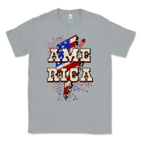 Heather Grey America 4th of July Classic Tee - CowGirlArtShop