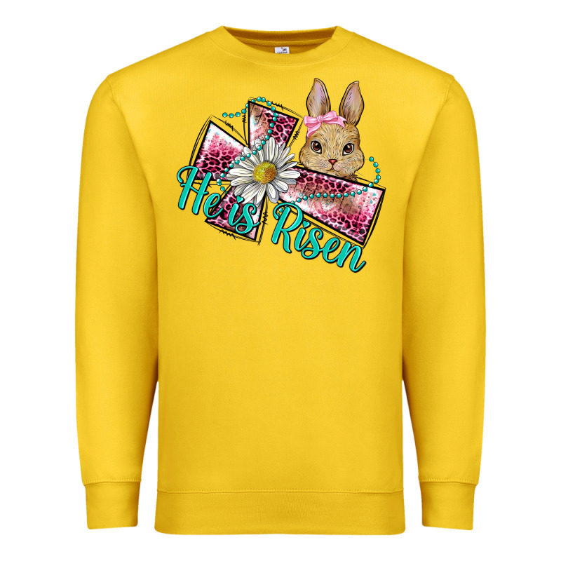 He Is Risen Cross Rabbit Premium Sweatshirt by BarkalooDesign | Teevron