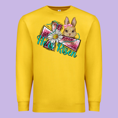 He Is Risen Cross Rabbit Premium Sweatshirt Designed By Barkaloodesign