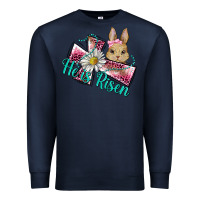 Navy he is risen cross rabbit Premium Sweatshirt - BarkalooDesign