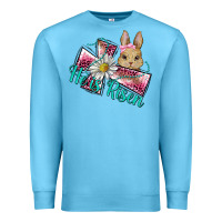 Ocean Blue he is risen cross rabbit Premium Sweatshirt - BarkalooDesign