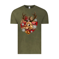 Vintage Olive reindeer christmas Vintage Tee - Zillion Design Studio