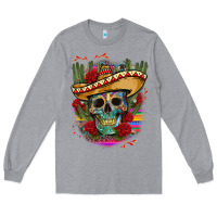 Heather Grey mexican skeleton Long Sleeve Tee - CTS Tumbler Store