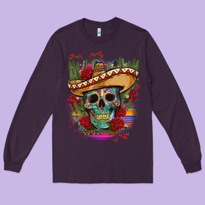 Mexican Skeleton Long Sleeve Tee Designed By Cts Tumbler Store