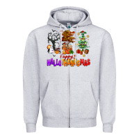 Heather Grey happy hallothanksmas trees Zipper Hoodie - AdoDesignShop