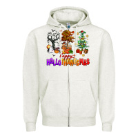 Oatmeal Heather happy hallothanksmas trees Zipper Hoodie - AdoDesignShop