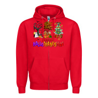 Red happy hallothanksmas trees Zipper Hoodie - AdoDesignShop