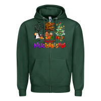 Happy Hallothanksmas Trees Zipper Hoodie | Teevron