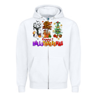 White happy hallothanksmas trees Zipper Hoodie - AdoDesignShop