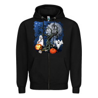 Black halloween tree and ghosts Zipper Hoodie - AdoDesignShop