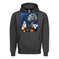 Charcoal Heather halloween tree and ghosts Zipper Hoodie - AdoDesignShop