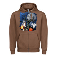 Chestnut halloween tree and ghosts Zipper Hoodie - AdoDesignShop