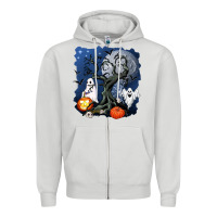 Dove Grey halloween tree and ghosts Zipper Hoodie - AdoDesignShop