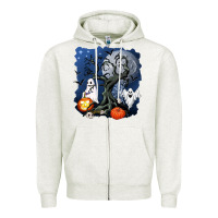 Halloween Tree And Ghosts Zipper Hoodie | Teevron
