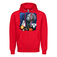 Red halloween tree and ghosts Zipper Hoodie - AdoDesignShop