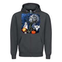Smoke halloween tree and ghosts Zipper Hoodie - AdoDesignShop