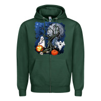 Sports Green halloween tree and ghosts Zipper Hoodie - AdoDesignShop