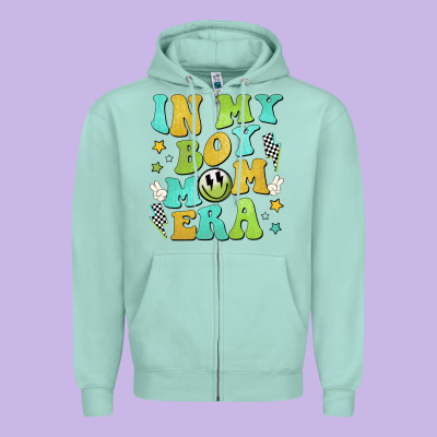 In My Boy Mom Era Zipper Hoodie Designed By Jahusdesignshop