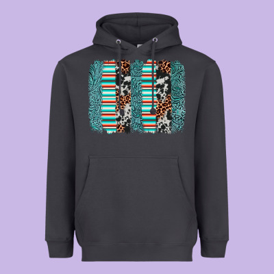 Serape Leopard Cowhide  Brushstroke Heavyweight Hoodie Designed By Adodesignshop