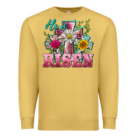 Antique Gold he is risen cross easter Premium Sweatshirt - BarkalooDesign