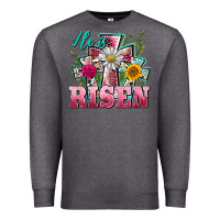 Charcoal Heather he is risen cross easter Premium Sweatshirt - BarkalooDesign