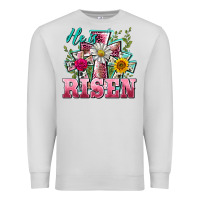 Dove Grey he is risen cross easter Premium Sweatshirt - BarkalooDesign