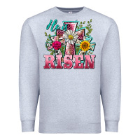 Heather Grey he is risen cross easter Premium Sweatshirt - BarkalooDesign