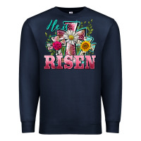 Navy he is risen cross easter Premium Sweatshirt - BarkalooDesign