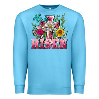 Ocean Blue he is risen cross easter Premium Sweatshirt - BarkalooDesign