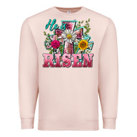 Pale Pink he is risen cross easter Premium Sweatshirt - BarkalooDesign