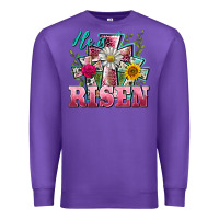 Purple he is risen cross easter Premium Sweatshirt - BarkalooDesign
