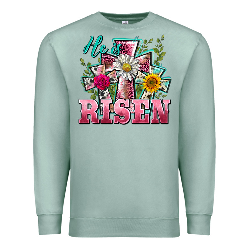 He Is Risen Cross Easter Premium Sweatshirt by BarkalooDesign | Teevron