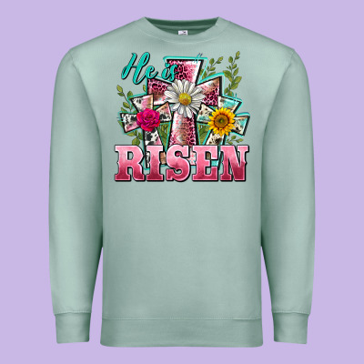 He Is Risen Cross Easter Premium Sweatshirt Designed By Barkaloodesign