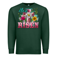 Sports Green he is risen cross easter Premium Sweatshirt - BarkalooDesign