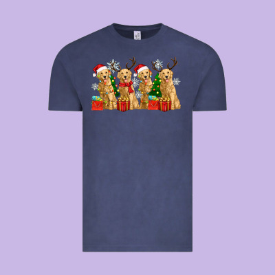 Golden Dogs With Christmas Vintage Tee Designed By Zillion Design Studio