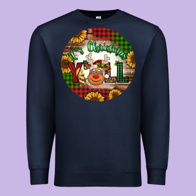 It's Christmas Y'all Reindeer Christmas Premium Sweatshirt Designed By Jasminsmagicworld