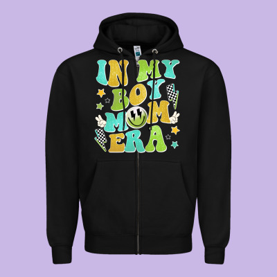 In My Boy Mom Era Zipper Hoodie Designed By Jahusdesignshop