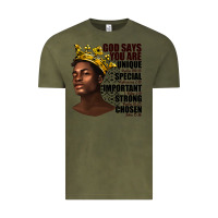 Vintage Olive afro man god says you are Vintage Tee - texasbilliewilder