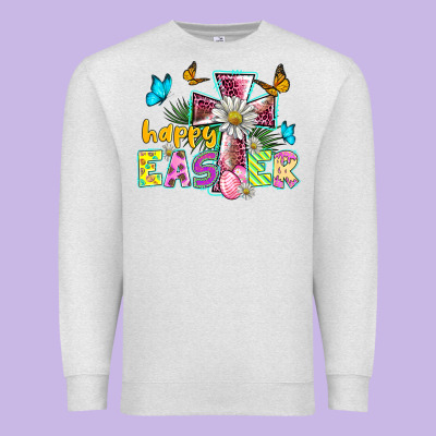 Happy Easter Cross Premium Sweatshirt Designed By Barkaloodesign