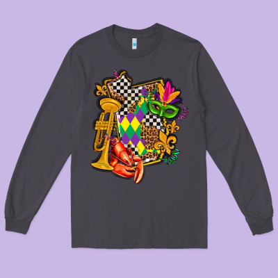 Mississippi Map Mardi Gras Long Sleeve Tee Designed By Adodesignshop