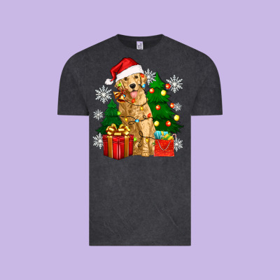 Christmas Golden Dog Vintage Tee Designed By Zillion Design Studio
