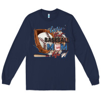 Navy livin' that baseball mom life Long Sleeve Tee - Zillion Design Studio