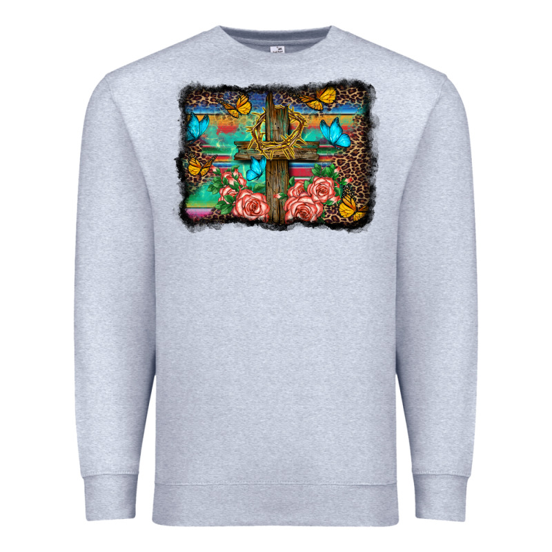 Wooden Cross Background Premium Sweatshirt by BarkalooDesign | Teevron
