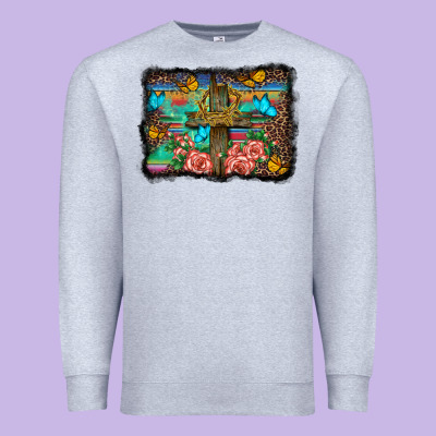 Wooden Cross Background Premium Sweatshirt Designed By Barkaloodesign