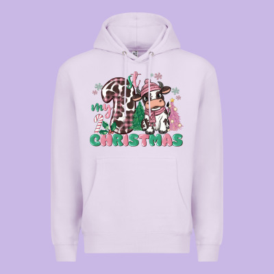 My First Christmas Cow Premium Hoodie Designed By Maliassmallbusiness
