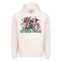 Pale Pink my first christmas cow Premium Hoodie - MaliasSmallBusiness