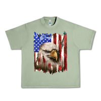 Oil Green usa flag with eagle head Urban Heavy Tee - texasbilliewilder