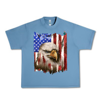 Pebble Blue usa flag with eagle head Urban Heavy Tee - texasbilliewilder